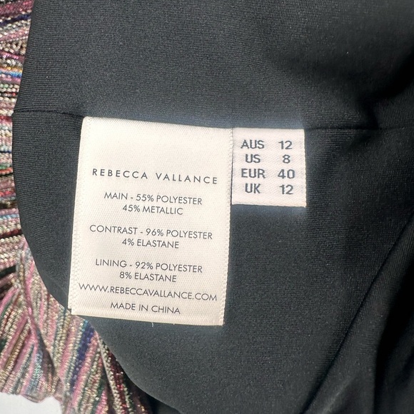 REBECCA VALLANCE Bellagio Mini Dress US 8 Metallic Stripe Holiday Party Wedding - Picture 3 of 4